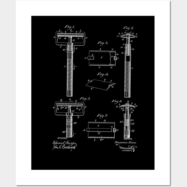 Safety Razor Vintage Patent Drawing Funny Novelty Wall Art by TheYoungDesigns